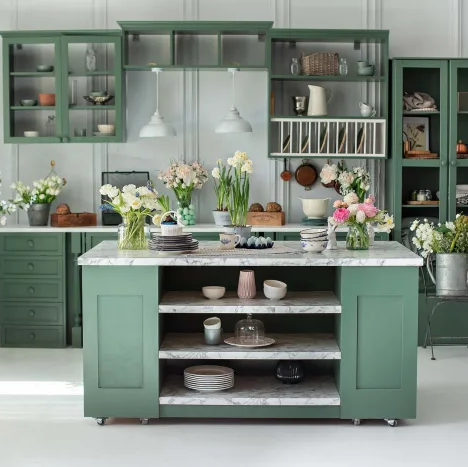 Kitchen with green cabinets from Mechanic St Jackson, MI 49201